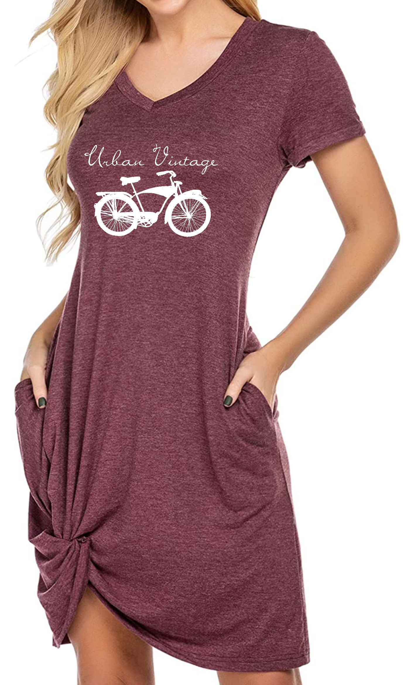 Original Logo Side Knot T Shirt Dress Urban Vintage Clothing