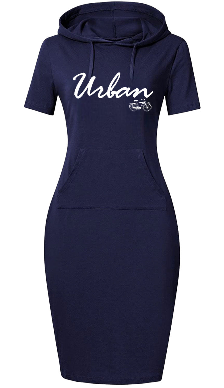 navy blue hoodie dress UV Pullover Hoodie Dress